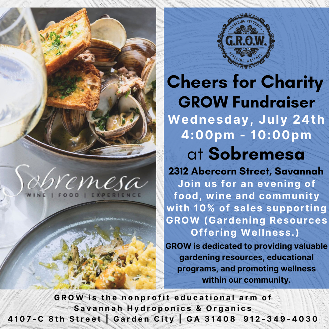 Cheers for Charity GROW Fundraiser at Sobremesa