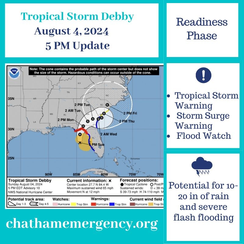 The Aug. 4, 2024 update for Tropical Storm Debby