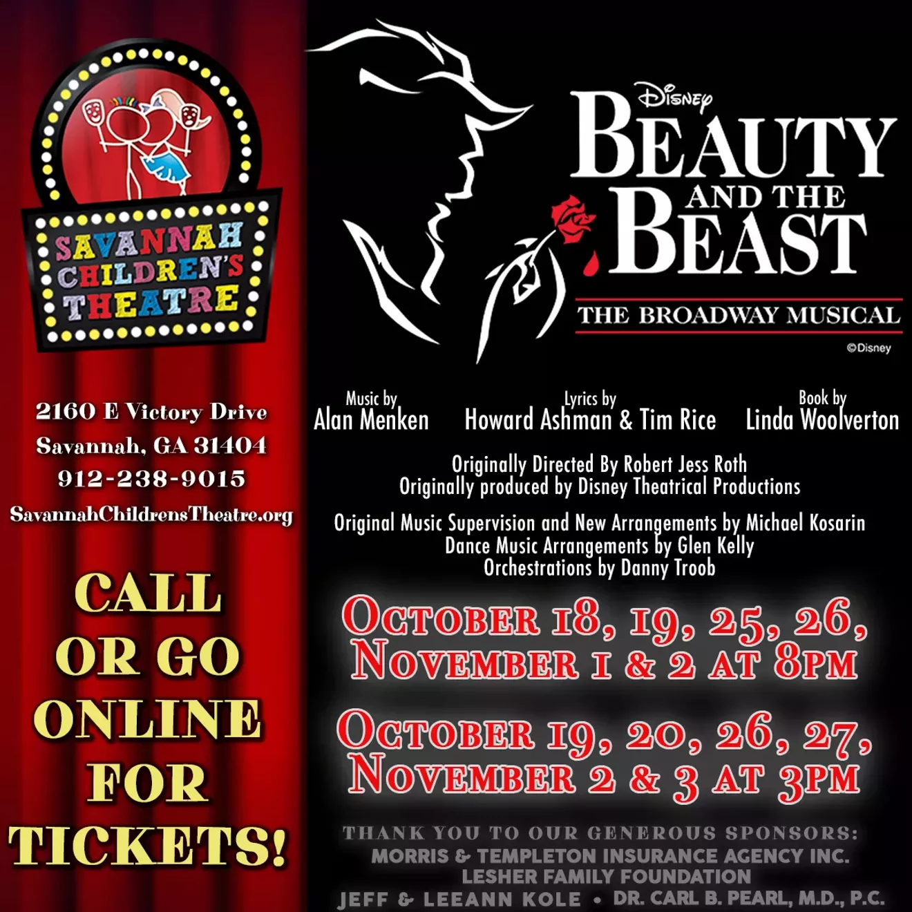 Disney's Beauty & the Beast, live at Savannah Children's Theatre