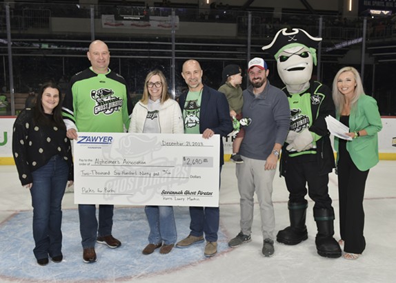 Harris Lowry Manton, LLP Check Presentation to Alzheimer’s Association at Ghost Pirates Game
