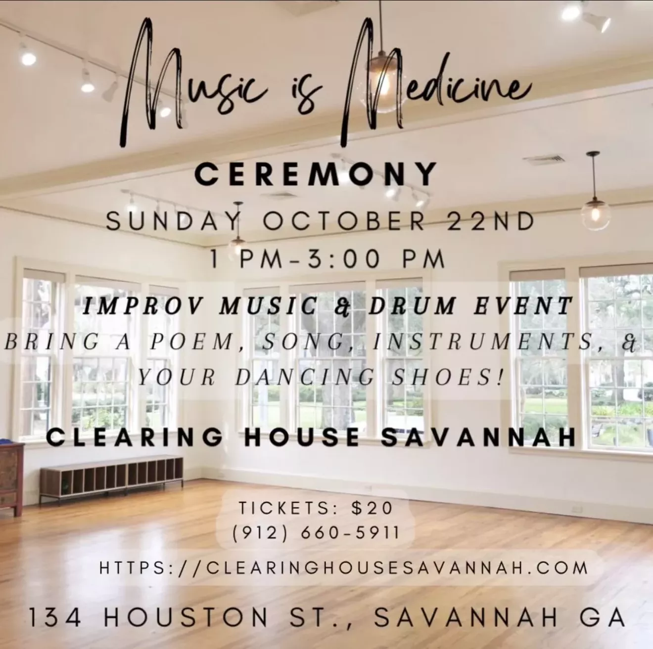 Music as Medicine Improv & Drum Circle @ Clearing House Savannah