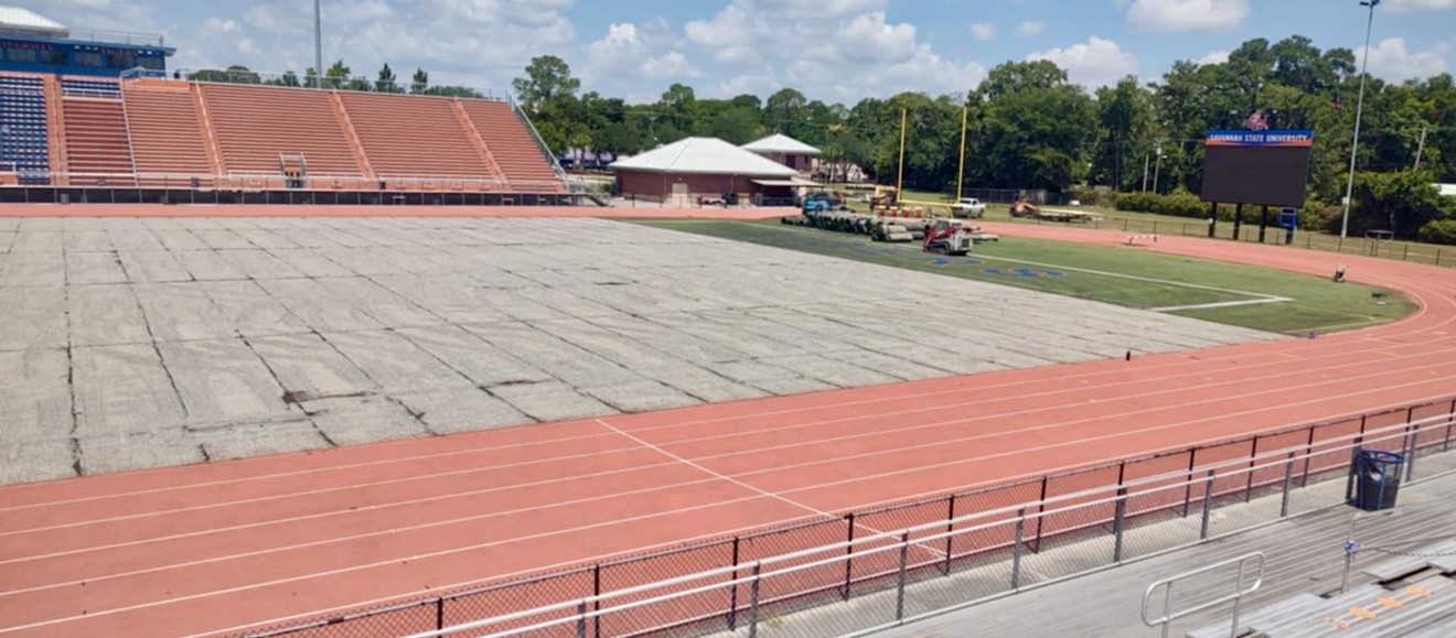 T.A. Wright Stadium turf removal on July 17, 2024