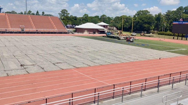 Artificial turf replacement underway at Savannah State's T.A. Wright Stadium