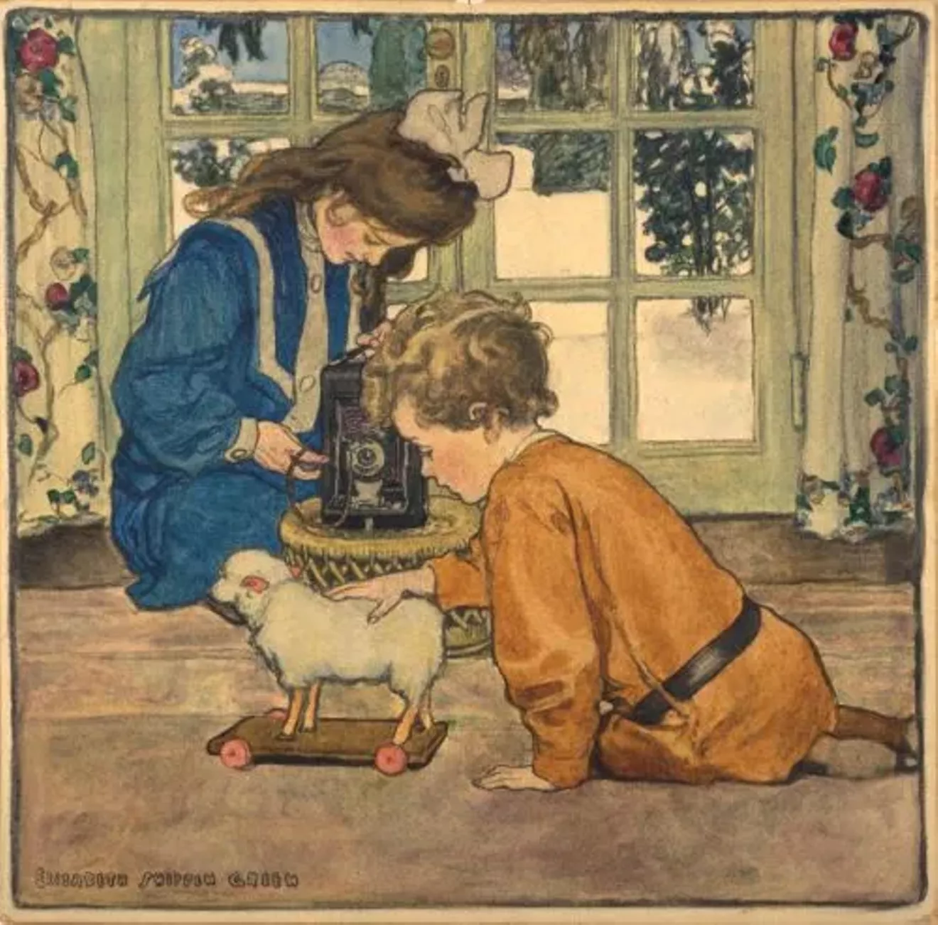 Elizabeth Shippen Green (1871-1954), New Kodak, 1906; mixed media on board; advertisement for Kodak. &copy; 2024 National Museum of American Illustration, Newport, RI www.americanillustration.org and the American Illustrators Gallery, New York, NY, www.americanillustrators.com.