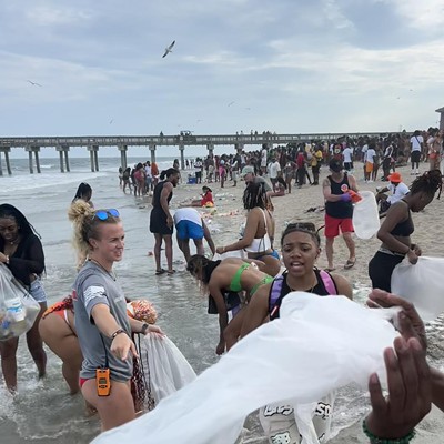Orange Crush 2024: An aerial view of Tybee beach during Saturday's party