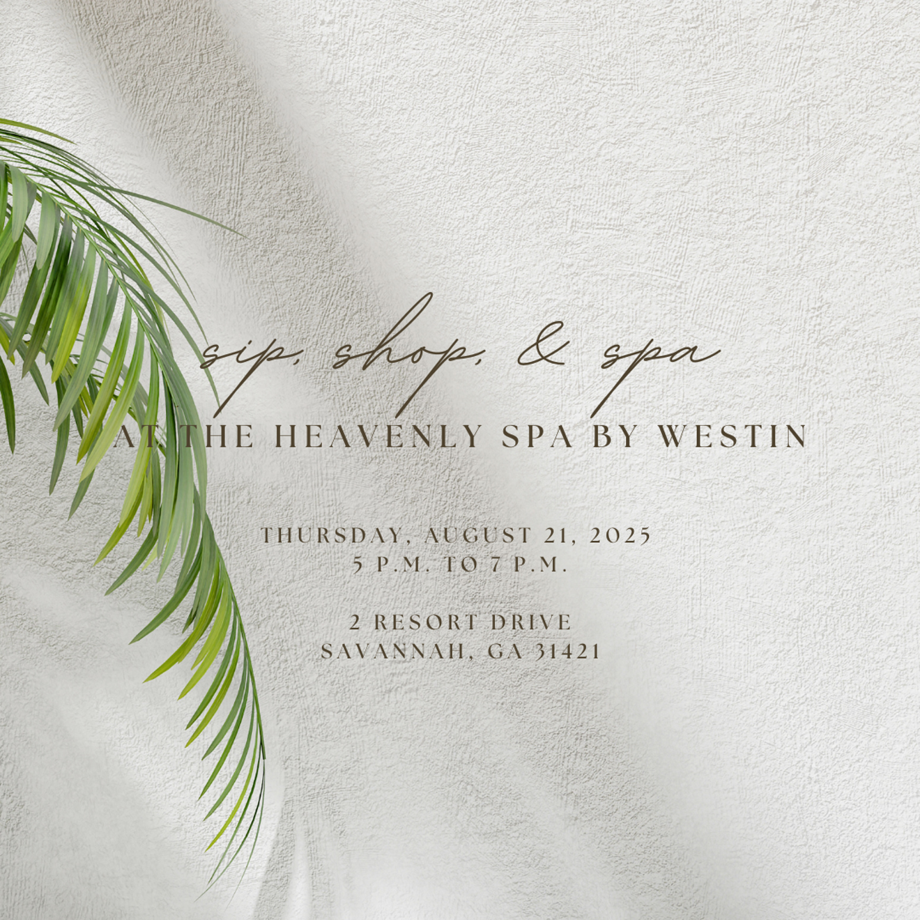 Sip, Shop, & Spa series is back this summer on August 21 from 5 pm to 7 pm