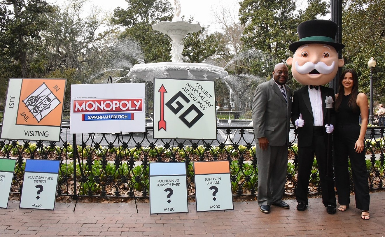 Mayor Van Johnson, Mr. Monopoly and Top Trumps representative Brooke Gorman announce Savannah edition of Monopoly.