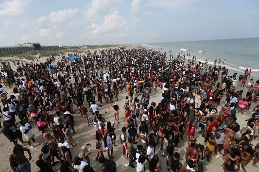 Orange Crush 2024: An aerial view of Tybee beach during Saturday's party