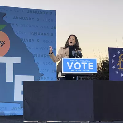 Image: VP-elect Kamala Harris attends Garden City rally for Democratic U.S. Senate candidates